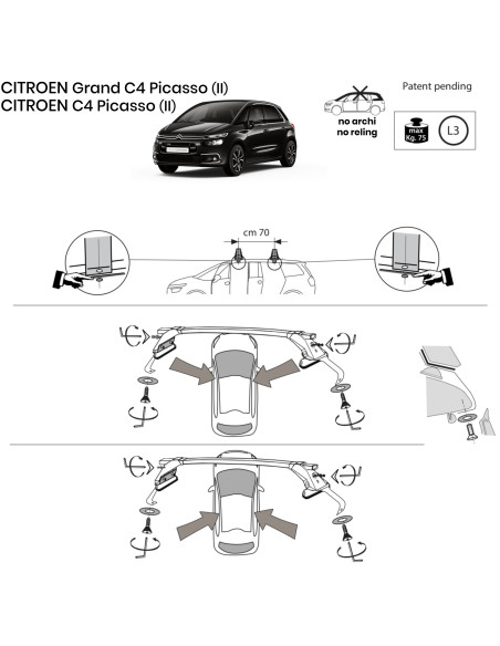 Kit barre portatutto LP47 per Citroen C4 Picasso 5 posti dal 2013