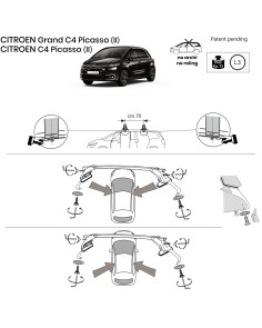 Kit barre portatutto LP47 per Citroen Grand C4 Picasso 7 posti dal 2013 2