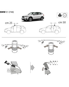 Kit barre portatutto LP47 per Bmw X1 senza corrimano 2015-2022 2