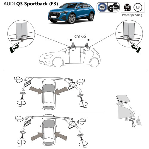 Kit barre portatutto LP47 per Audi Q3 Sportback 2019-2025