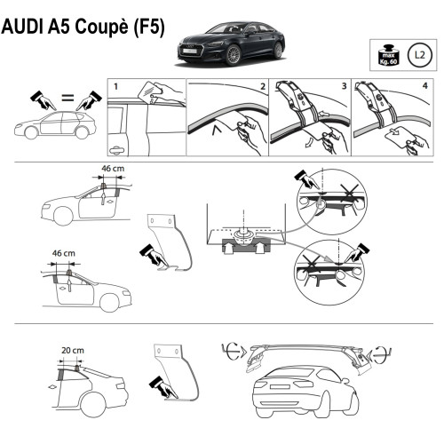 Kit barre portatutto LP47 per Audi A5 Coupè 2016-2024
