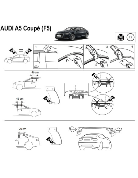 Kit barre portatutto LP47 per Audi A5 Coupè 2016-2024