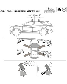 Kit barre portatutto LP47 per Land Rover Velar senza corrimano dal 2017 2