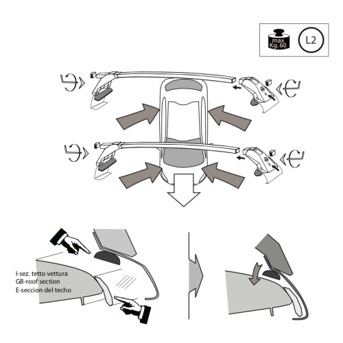 Kit barre portatutto LP47 per Tesla Model 3 dal 2019