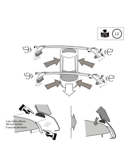 Kit barre portatutto LP47 per Tesla Model 3 dal 2019