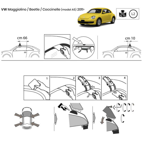 Kit barre portatutto LP47 per VW Maggiolino dal 2011