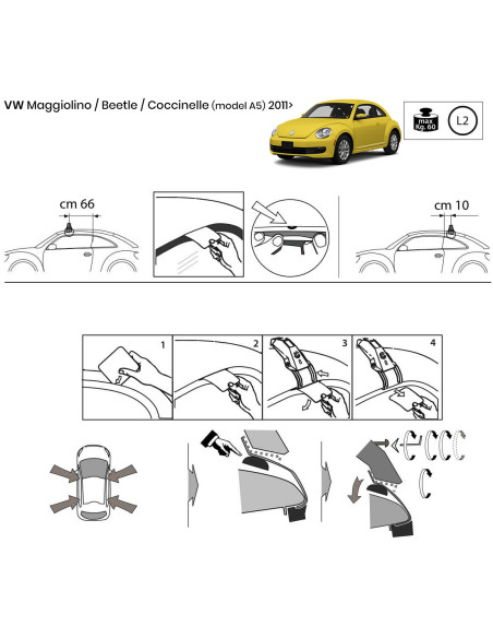 Kit barre portatutto LP47 per VW Maggiolino dal 2011