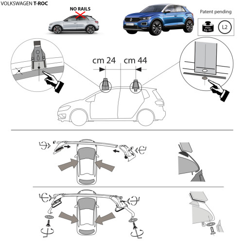 Kit barre portatutto LP47 per VW T-Roc 5 porte 2017-2025