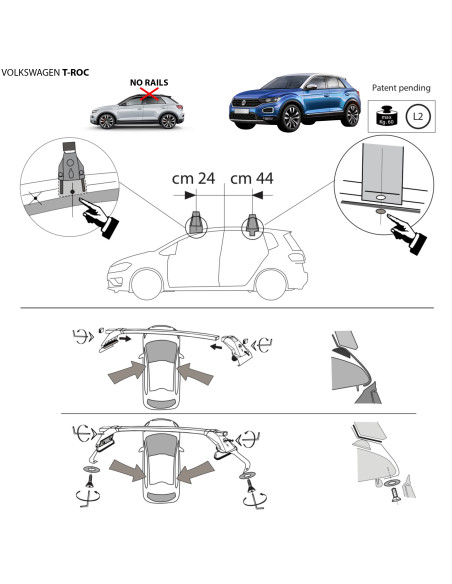 Kit barre portatutto LP47 per VW T-Roc 5 porte 2017-2025