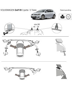 Kit barre portatutto LP47 per VW Golf VII 3p 2013-2019 2