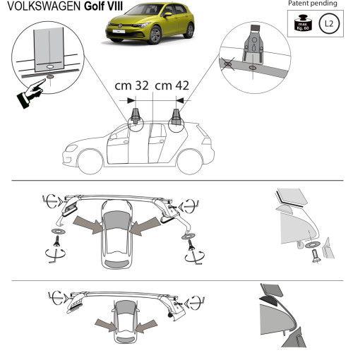 Kit barre portatutto LP47 per VW Golf VIII 5p dal 2019