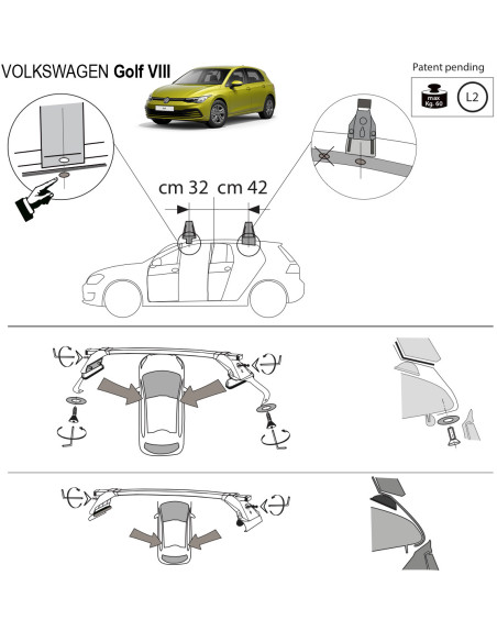 Kit barre portatutto LP47 per VW Golf VIII 5p dal 2019
