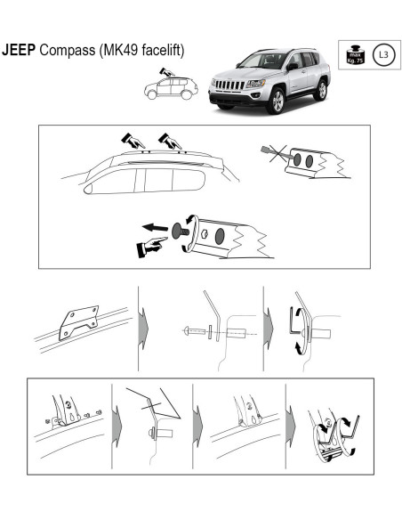Kit barre portatutto LP64 per Jeep Compass 2011-2016