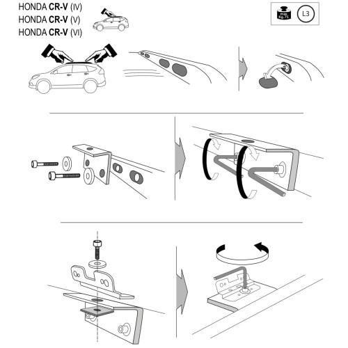 Kit barre portatutto LP64 per Honda CR-V 5p dal 2012 railing integrato