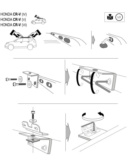 Kit barre portatutto LP64 per Honda CR-V 5p dal 2012 railing integrato