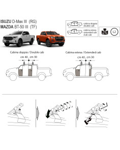 Kit barre portatutto LP47 per Isuzu D-Max III dal 2020 2