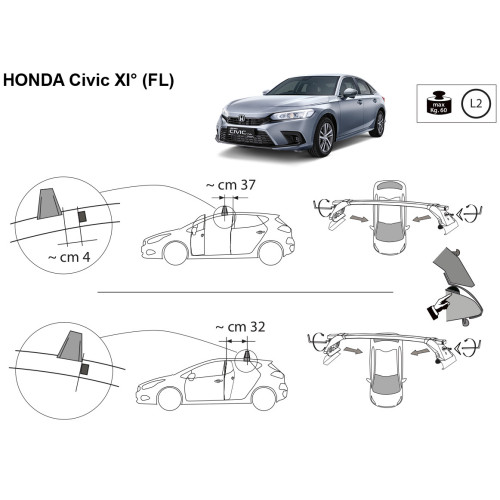 Kit barre portatutto LP47 per Honda Civic XI 5 porte dal 2022