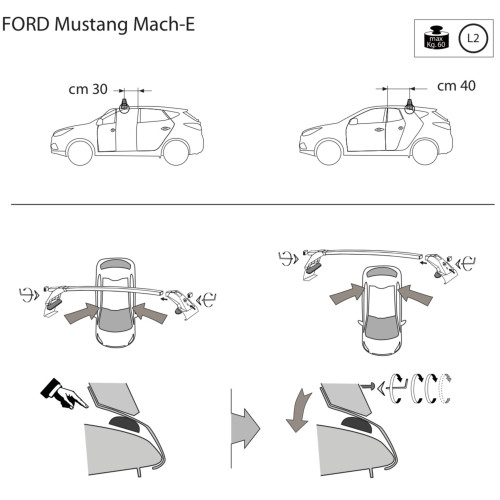 Kit barre portatutto LP47 per Ford Mustang Mach-E dal 2020