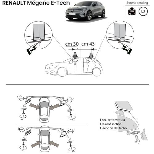Kit barre portatutto LP47 per Renault Megane E-Tech dal 2021