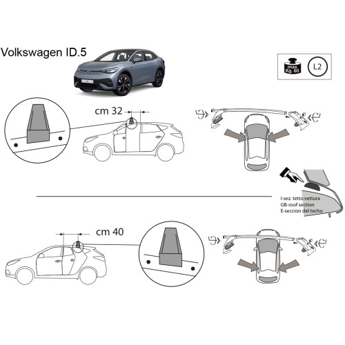 Kit barre portatutto LP47 per Volkswagen ID.5 dal 2021