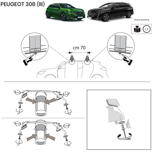 Kit barre portatutto LP47 per Peugeot 308 III dal 2021