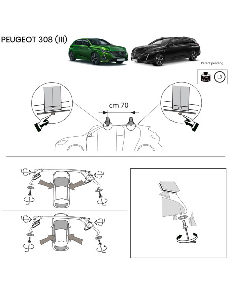 Kit barre portatutto LP47 per Peugeot 308 III dal 2021