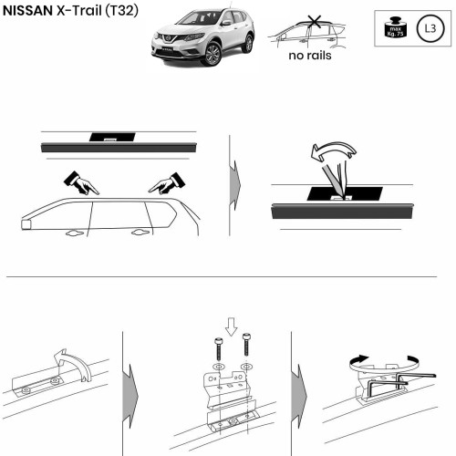 Kit barre portatutto LP64 per Nissan X-Trail c/fori 2014-2022