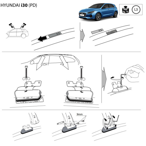 Kit barre portatutto LP64 per Hyundai i30 5p dal 2017