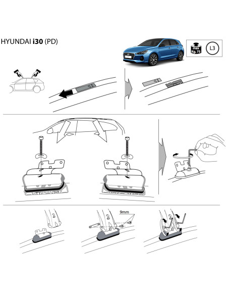 Kit barre portatutto LP64 per Hyundai i30 5p dal 2017