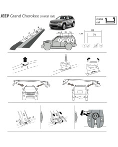 Kit barre portatutto LP64 per Jeep Grand Cherokee 2011-2021 metal rail 2