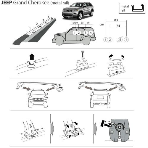 Kit barre portatutto LP64 per Jeep Grand Cherokee 2011-2021 metal rail