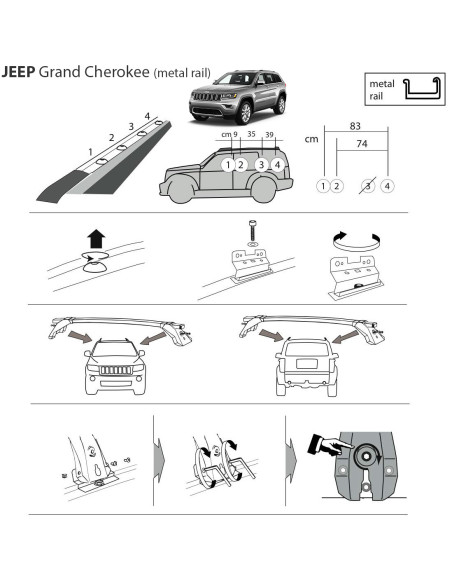 Kit barre portatutto LP64 per Jeep Grand Cherokee 2011-2021 metal rail