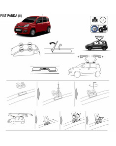 Kit barre portatutto LP64 per Fiat Panda 5p senza corrimano dal 2012 2