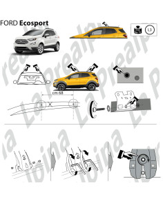 Kit barre portatutto portapacchi Ford Ecosport dal 2014 railing integrato LP64 2
