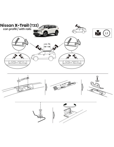Kit barre portatutto LP64 per Nissan X-Trail IV dal 2022