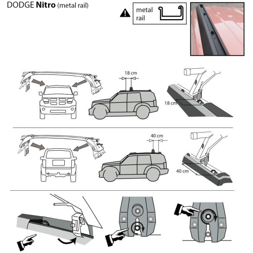 Kit barre portatutto LP64 per Dodge Nitro 5p dal 2007 railing metallo