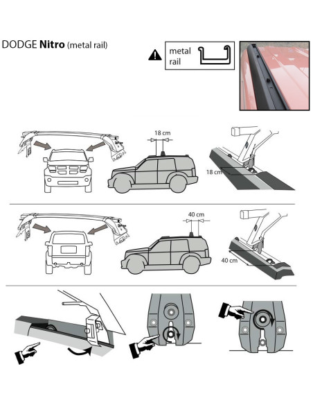 Kit barre portatutto LP64 per Dodge Nitro 5p dal 2007 railing metallo