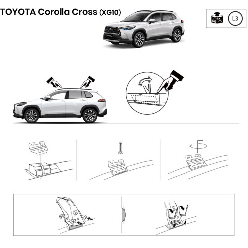 Kit barre portatutto LP64 per Toyota Corolla Cross dal 2022