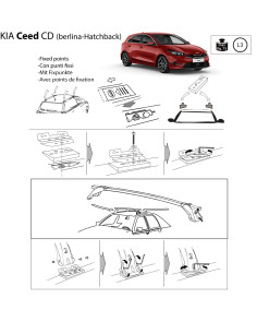 Kit barre portatutto LP64 per Kia Ceed 5p c/fori filettati dal 2018 2