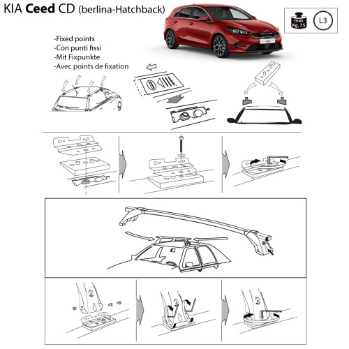Kit barre portatutto LP64 per Kia Ceed 5p c/fori filettati dal 2018
