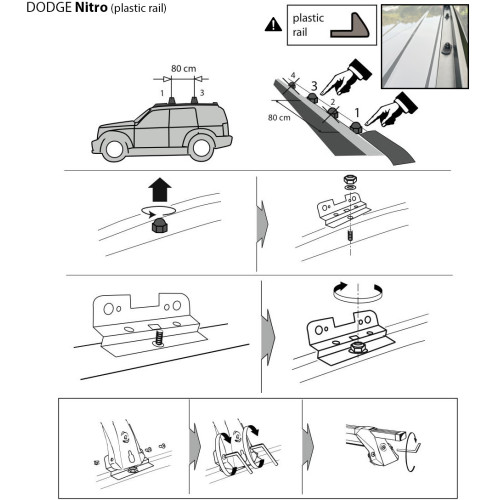 Kit barre portatutto LP64 per Dodge Nitro 5p dal 2008 railing plastica