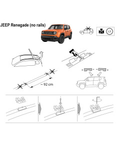 Kit barre portatutto LP64 per Jeep Renegade senza corrimano dal 2014 2