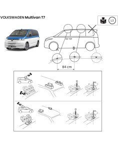 Kit barre portatutto LP64 per Volkswagen Transporter Multivan T7 dal 2022 2