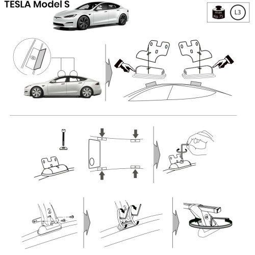 Kit barre portatutto LP64 per Tesla Model S dal 2013
