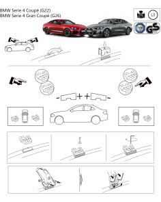Kit barre portatutto LP64 per Bmw Serie 4 Coupé-Gran Coupé dal 2020 2