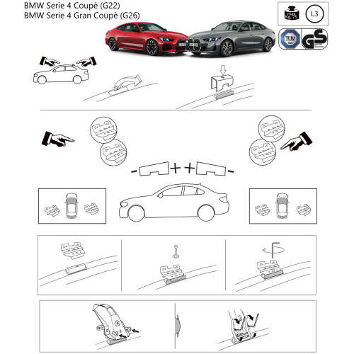 Kit barre portatutto LP64 per Bmw Serie 4 Coupé-Gran Coupé dal 2020
