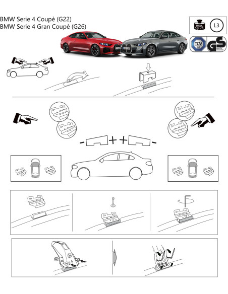 Kit barre portatutto LP64 per Bmw Serie 4 Coupé-Gran Coupé dal 2020