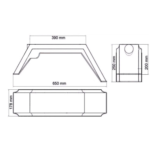 Parafango in plastica 10'' nero per rimorchi