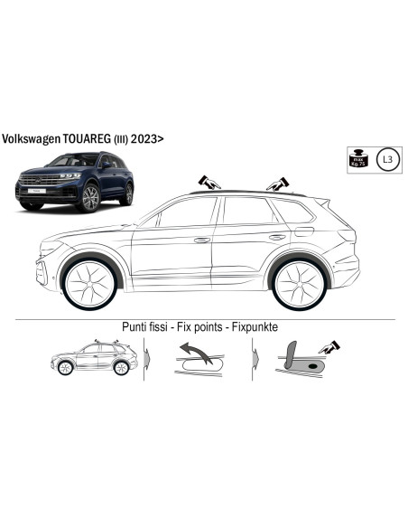 Kit barre portatutto LP56 per VW Touareg con profili dal 2023