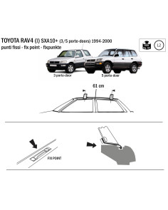 Kit barre portatutto LP49 per Toyota Rav4 3/5p 1994-2000 2
